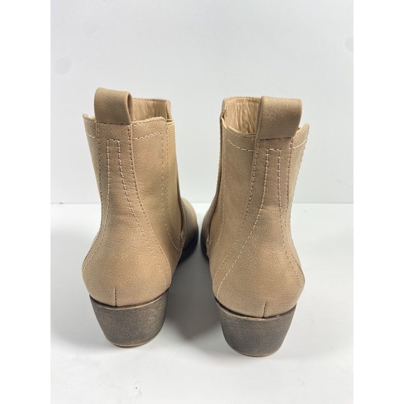 Tan Ankle Boots Size 7.5 Western Pull On Maurices Abigail Chelsea Block Heel - Picture 7 of 12